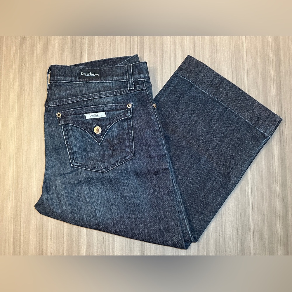 Women’s denim capri length jeans, dark blue, David Kahn, size 10, 20.5” long